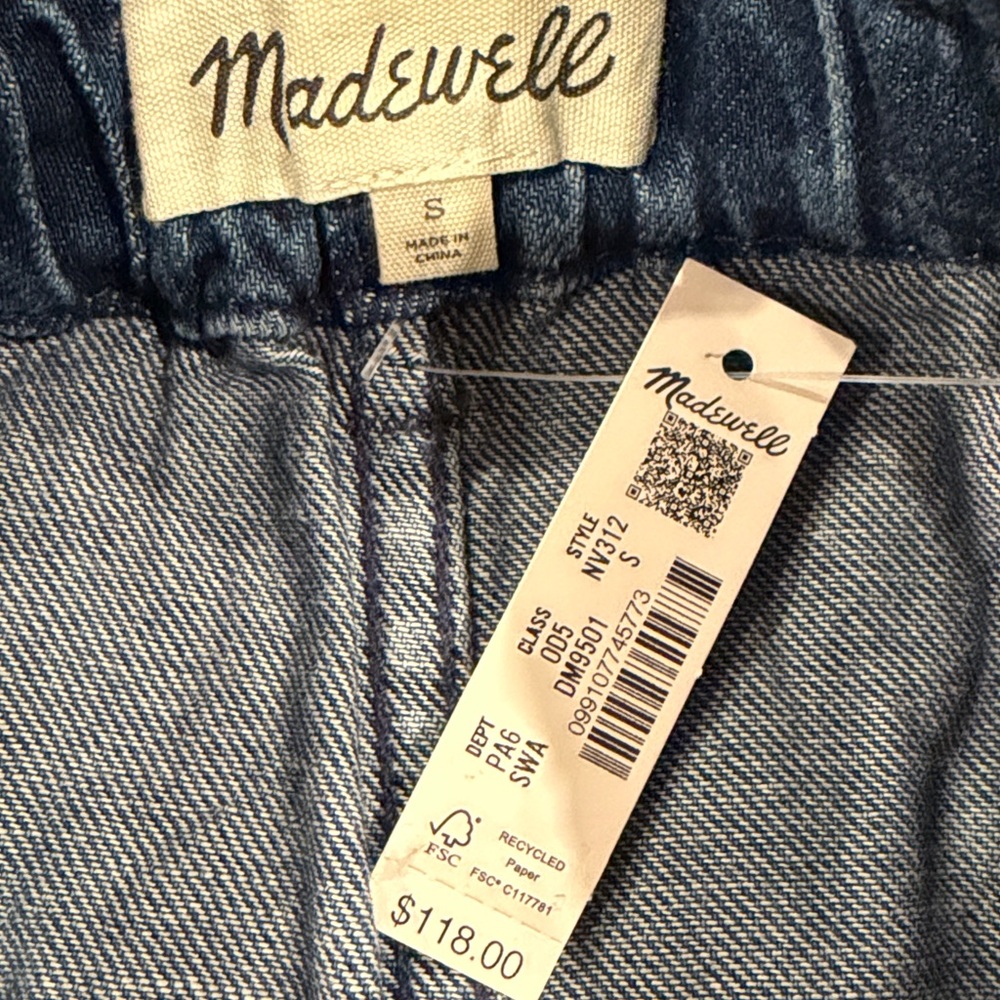 Madewell Denim Tie-Waist Shorts - Size Small - NEW WITH TAGS!! women’s - Picture 5 of 11